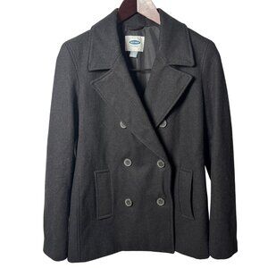 Old Navy womens Small Black double breasted wool blend Pea Coat